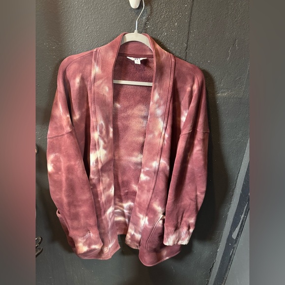 JoyLab Pink White Tie Dye Sweatshirt Cardigan Size Medium - Picture 1 of 5